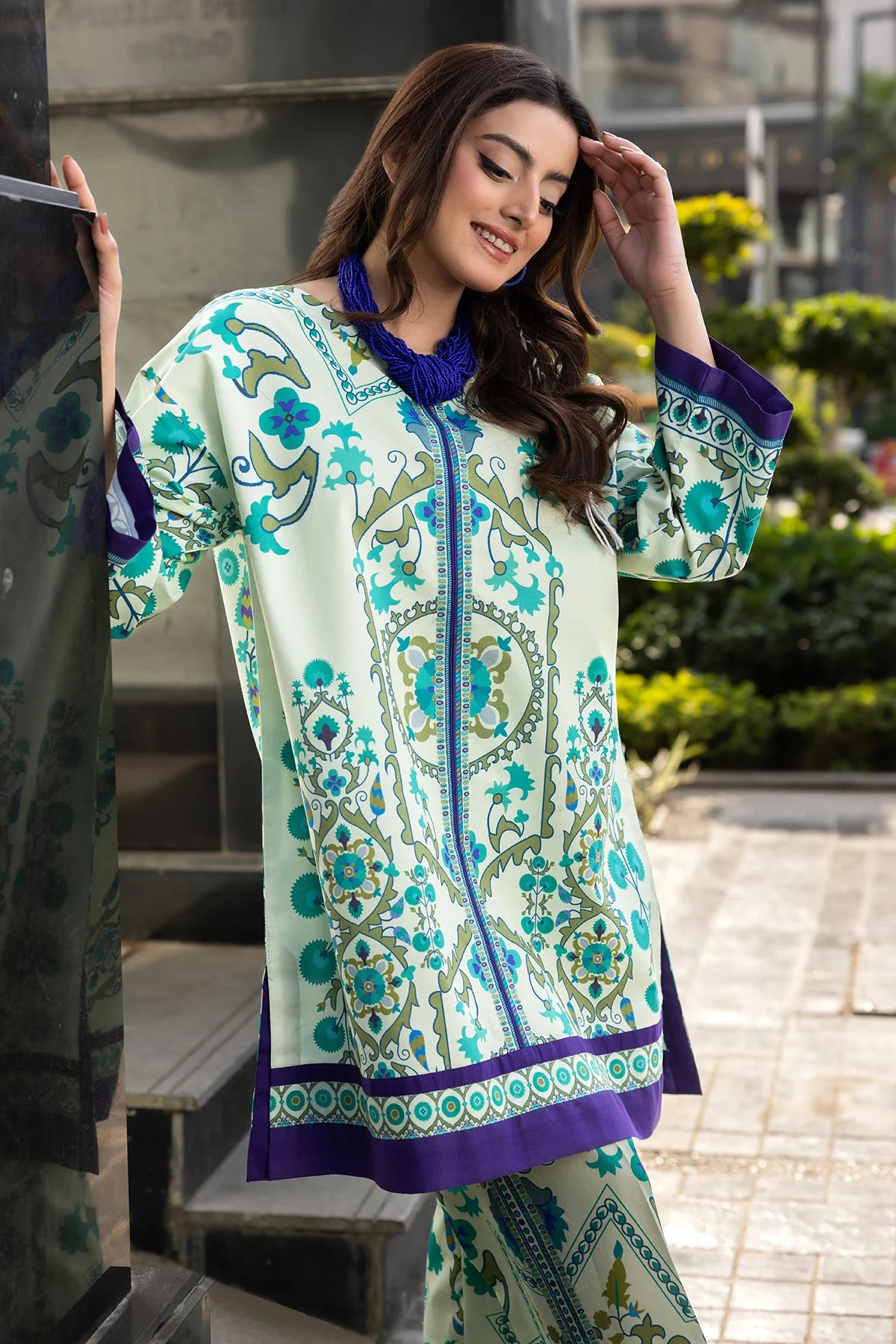 2-PC Printed Cotton Suit AZ-03