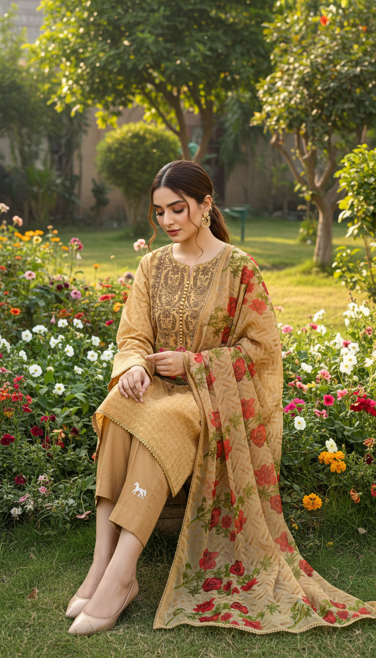 3-Pc Embroidered Lawn Cotton Suit AZ-01A